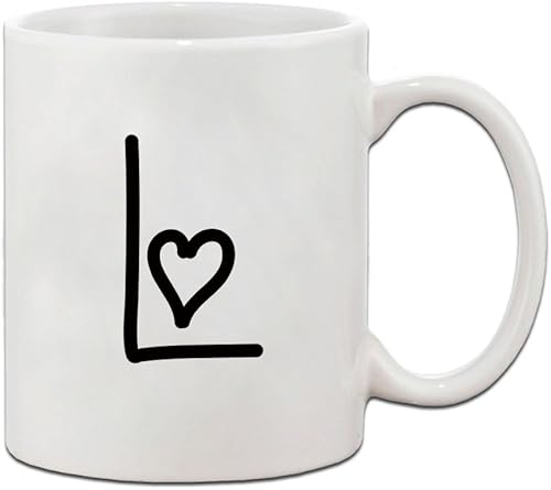 Speedy Pros L Love Hearts - Taza de cerámica personalizada con monograma de letra L con inicial, regalo navideño de Hanukkah para hombres y mujeres