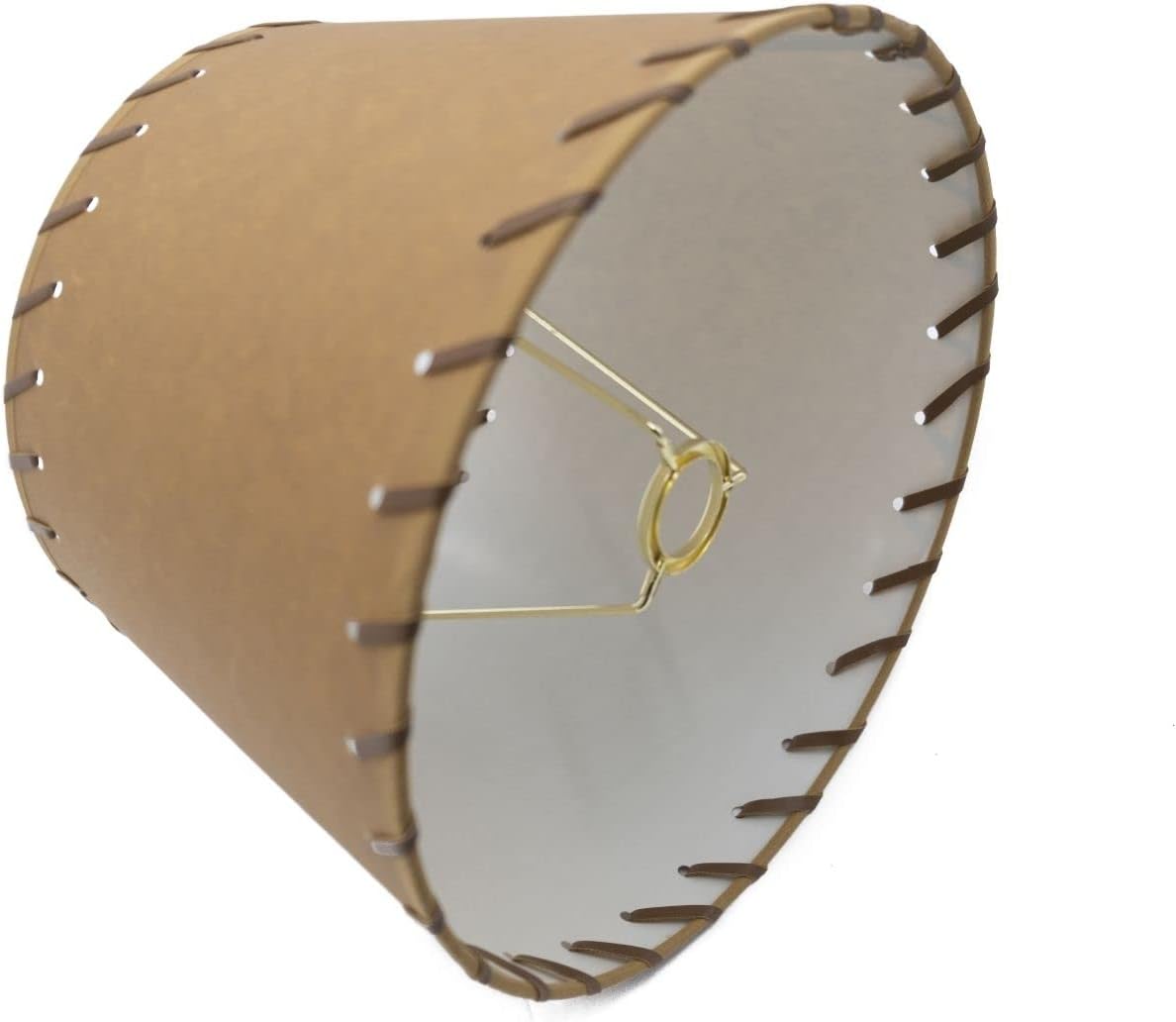 Kraft Parchment Stitched Trim 12 Inch Slip Uno Lamp Shade
