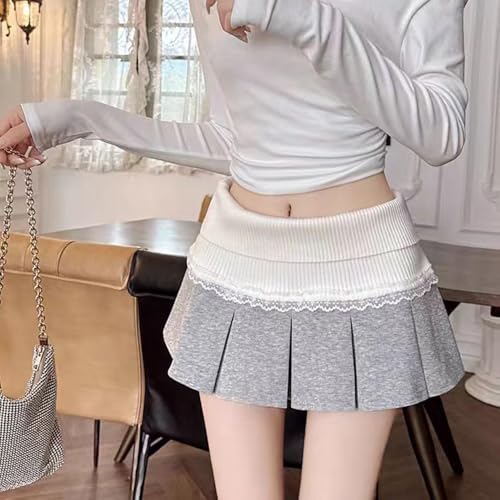 Women's Fashionable and Casual Pleated Short Skirt with lace Edge and Sweet Spicy Style A-line Skirt Without Lining4
