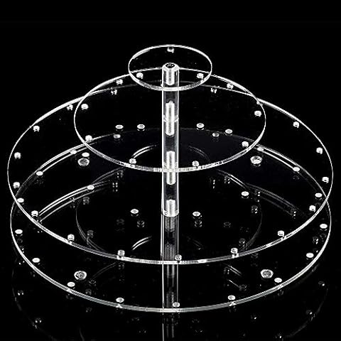 YestBuy Acrylic Cake Pop Display Stand , 30 Hole Clear Acrylic Lollipop Holder, 3 Tiered Round Cake Pop Holder For Weddings, Birthday Parties, Anniversaries Gift, Halloween Candy Decorative (Clear) Cover