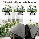 INFANS Double Stroller, Foldable Baby Tandem Stroller with Djustable Backrest Canopy Footrest, 5-Point Harness, Storage Basket, Convertible Compact Twin Stroller for Infants and Toddlers (Light Grey) - Image 3