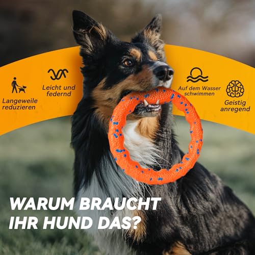 SUNNEKO Hundespielzeug-Ring, Robustes Hundespielzeug, Kauring für Hunde, Hundescheiben zum Werfen und Fangen, schwimmender Trainingsring für Hunde