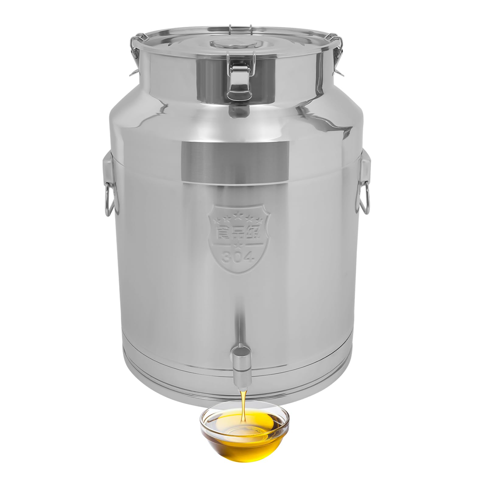 AYCDL Milk Storage Container,Milk with Spigot, 304 Stainless Steel Dispenser Container Pail, 20Gal Water Jug 76L Hanging Lid Bucket Drink Beverage for Oil Tea,64l/16.90gal