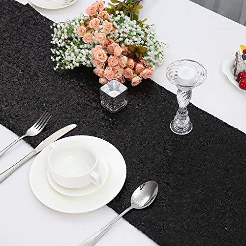 Juya Delight 12" x 108" Black Sequin Table Runner for Party Dinner Banquet Festival Wedding Anniversary Exhibition Dessert Table… by Juya Delight - Used condition - Image 5