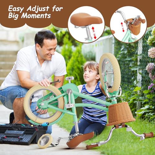 Image of 67i Girls Bike with Training Wheels 12 /14 /16 /20 Inch, Toddler Girl Bicycle for Ages 3-12, Bicicleta para Ninas with Basket, Bell, Adjustable Seat & Handlebar, Padded Seat, Chain Guard