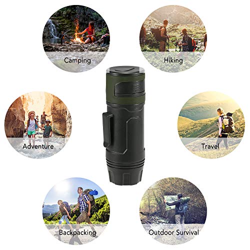 Loijon Sistema de filtragem de água da palha do filtro de água portátil com espelho para emergência