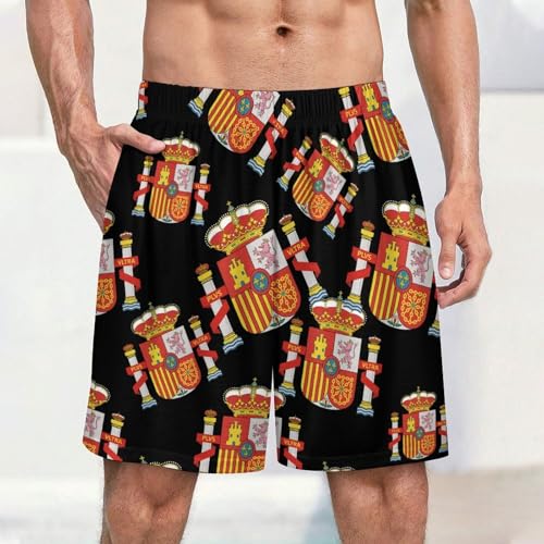 Coat of Arms of Spain Men's Pajama Bottoms Lounge Pj Shorts Stretch Sleep Shorts for Home Vacation Beach2