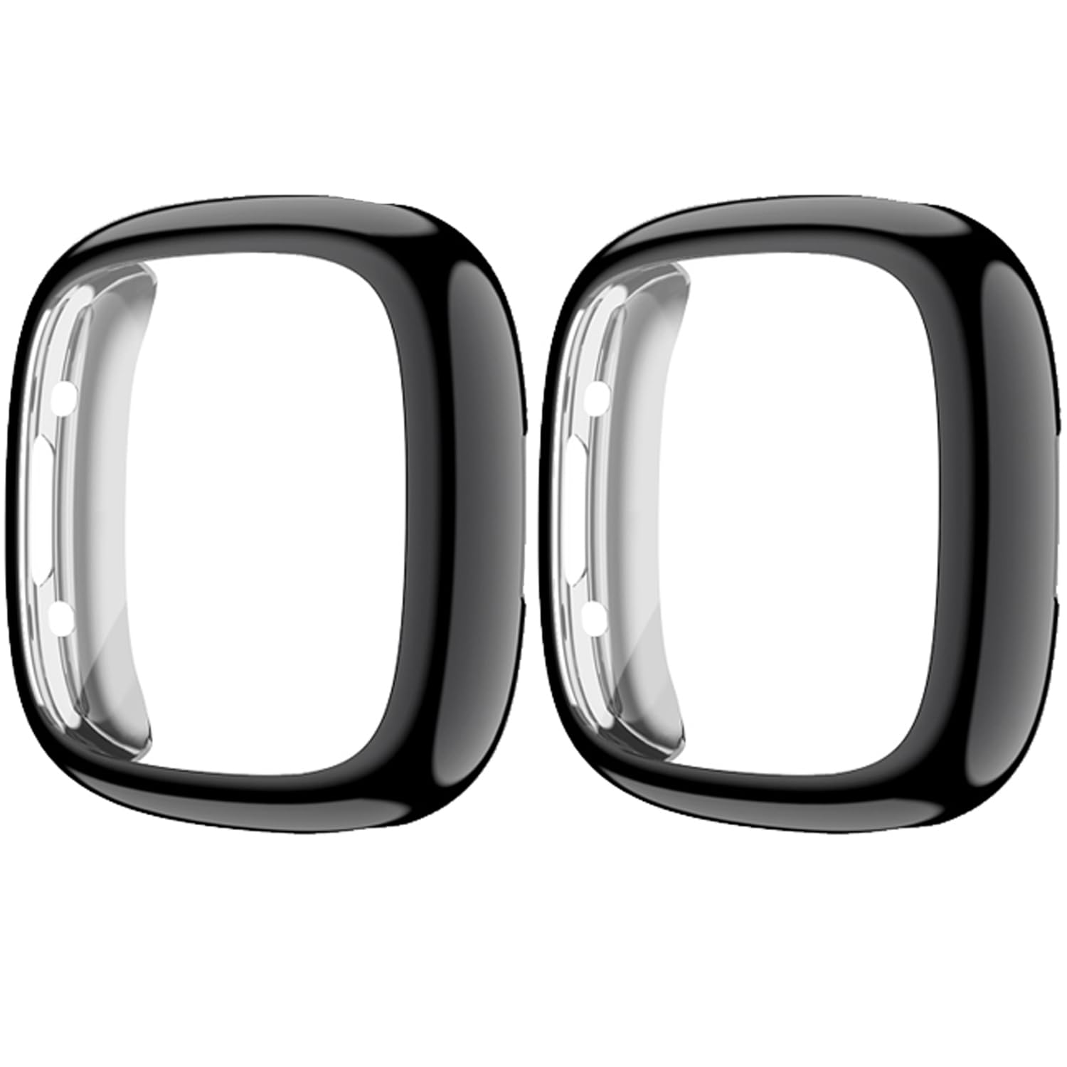 HANKN 2 Pack Screen Protector Case Compatible with Fitbit Versa 4 / Sense 2, Soft TPU Full Coverage Protective Cover Bumper Frame Versa 4 Smartwatch (Black x 2)