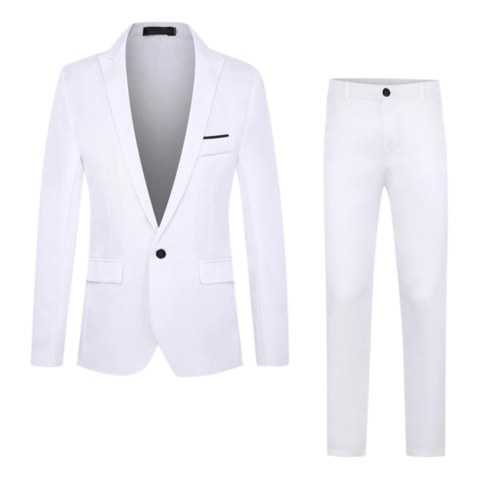 Tuta da uomo, 2 pezzi, slim fit, monopetto, matrimonio, smoking outfit, due pezzi, blazer e pantaloni, tinta unita, da uomo, per lavoro, matrimonio, elegante