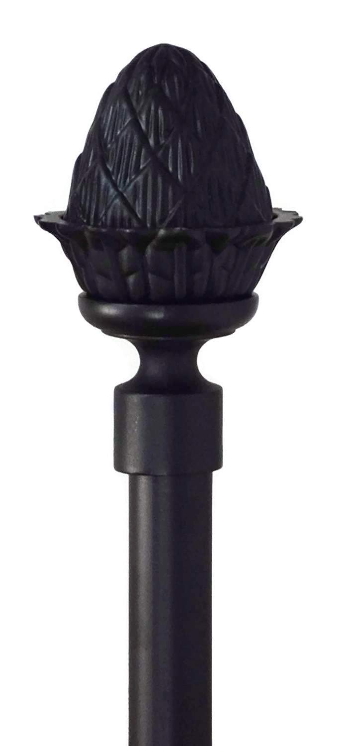 Urbanest Adjustable Artichoke Finial Curtain Drapery Rod Set, 5/8-inch (Black,84