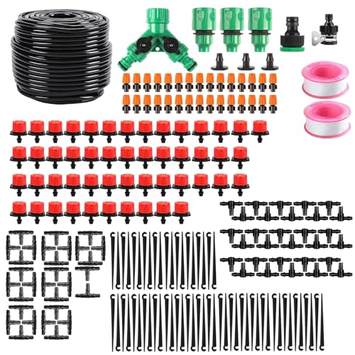 HUAZIZ Garten BewässerungsSystem Garten Bewässerung Kit, 60 m Bewässerungsrohre 212 pcs Micro Drip Bewässerung DIY Tröpfchenbewässerung Automatische Gewächshaus für Landschaft, Gewächshaus, Terrasse