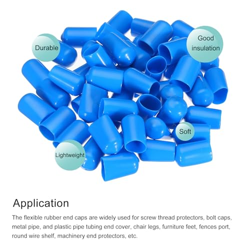 Image of MECCANIXITY 50pcs 12mm(1 /2 inch) Rubber End Caps Cover PVC Vinyl Screw Thread Protector Round Wire Shelf Caps for Screw Bolt Pipe Fence Post, Light Blue