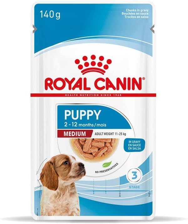 Royal Canin Medium Puppy in Gravy Wet Food (20 x 140g Pouches)