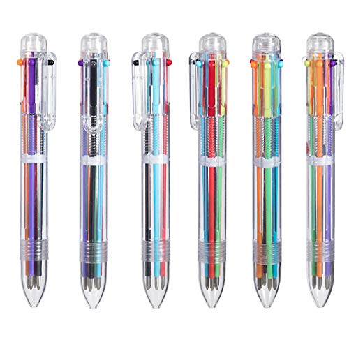 favide 6 Pack 0.5mm 6-in-1 Multicolor Ballpoint Pen,6-Color...