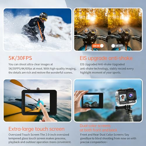 Yunseity 5K WiFi Action Camera 2 Pulgadas Resistente Agua miniatura 3