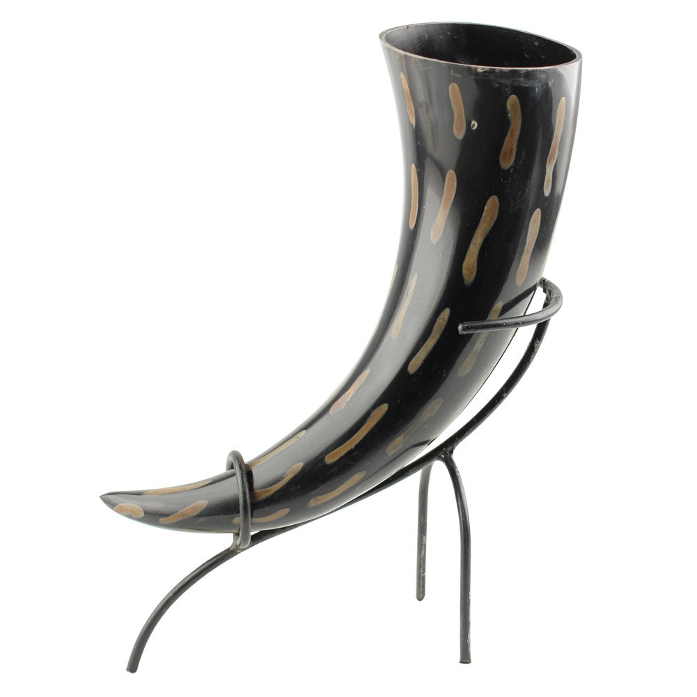 Armory Replicas Simple Hand Forged Drinking Horn Stand | Iron Display Holder with Black Finish | Perfect for Office, Den, or Living Room | STAND ONLY (Horns Not Included)
