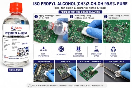 Image of ICHEM Isopropyl Alcohol 99.9% Pure [(CH3)2-CH-OH] CAS: 67-63-0] 250ml Rubbing Alcohol