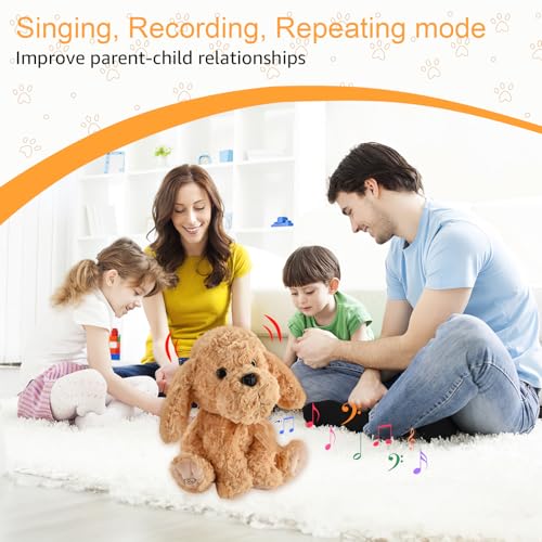GOBRILLFUN Interaktives singendes Plüschtier – Hund Stofftiere Aufzeichnen & Wiederholen, was Sie Sagen, 8 Lieder, Kopf- & Ohrbewegungen, Geburtstag Weihnachten für Kleinkinder Alter 3 4 5 6