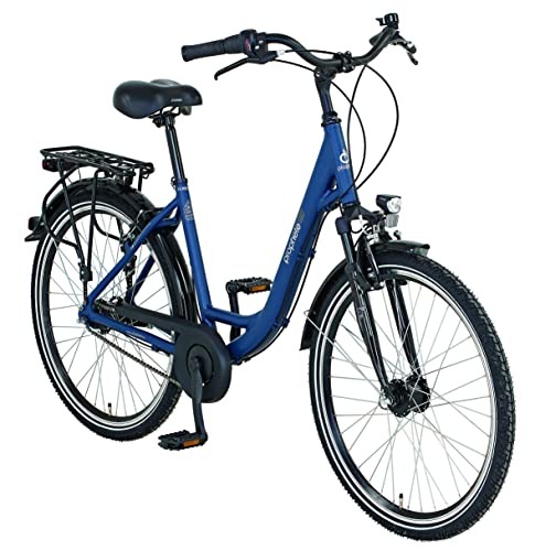 Prophete Geniesser City Bike | Erwachsene Fahrrad | Damen/Herren | City Fahrrad 28" | 7-Gang Nabenschaltung | Matt Blau/Schwarz – Bild 3