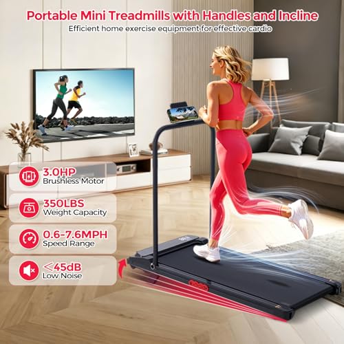 Image of Walking Pad with Handle Bar, 350LBS Electric Treadmill for Home