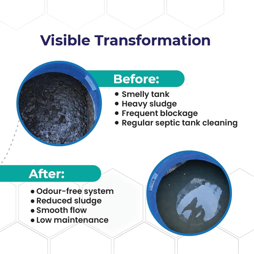 Image of Bio Reme Septic Tank Cleaner Bacteria Powder for Sludge Build Up Reduction and Odour Control Eco Friendly Septic Care Maintenance Treatment for Toilet and Drain Pack of 2 Total 500 Gms