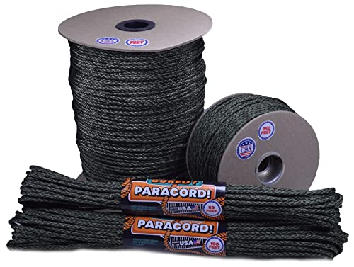 Bored Paracord - 1', 10', 25', 50', 100' Hanks & 250', 1000' Spools of Parachute 550 Cord Type III 7 Strand Paracord Well Over 300 Colors - Canadian Digital - 1 Foot