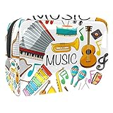 Tragbare Make-up-Tasche mit Reißverschluss, Reise-Kulturbeutel für Frauen, praktische Aufbewahrung, Kosmetiktasche, Musikinstrumente