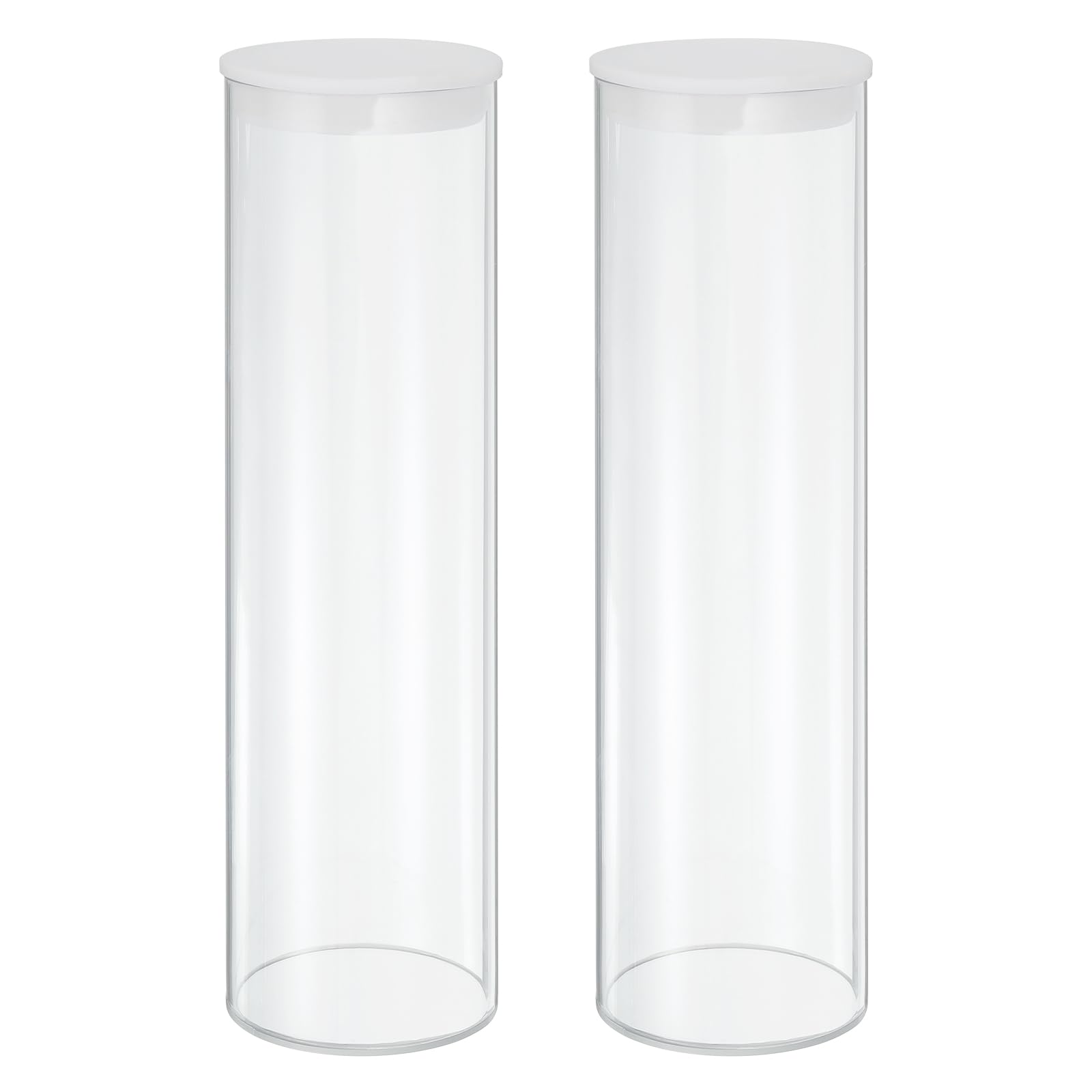 MECCANIXITY Transparent Plastic Storage Tubes, 2 3/4" x 10"(70x250mm) Polycarbonate Clear Rigid Round Storage Tubing with Black Lid, 2 Set