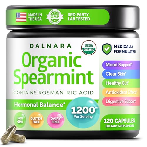 USDA Organic Spearmint capsules (1200 mg) Digestive Support 60-Day Supply