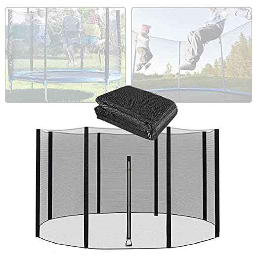 Trampolin säkerhetsnät, 12ft 13ft 14ft 16ft utbytesnät för 6/8 polade studsmattor, studsmattans skyddsnät med andningsförmåga, slitage och väderbeständighet,366cm(8poles)