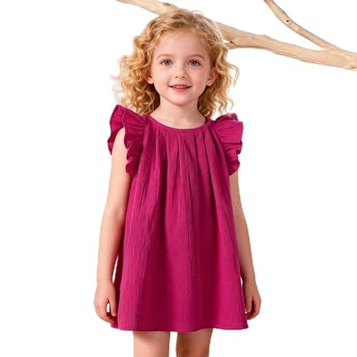 Vestido infantil de verão para meninas, sem mangas, com babados, para meninas, casual, festa de aniversário, praia, 1-6 anos