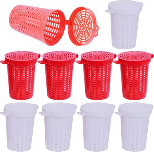 10-Pack Large Plastic Bait Cages with Holder