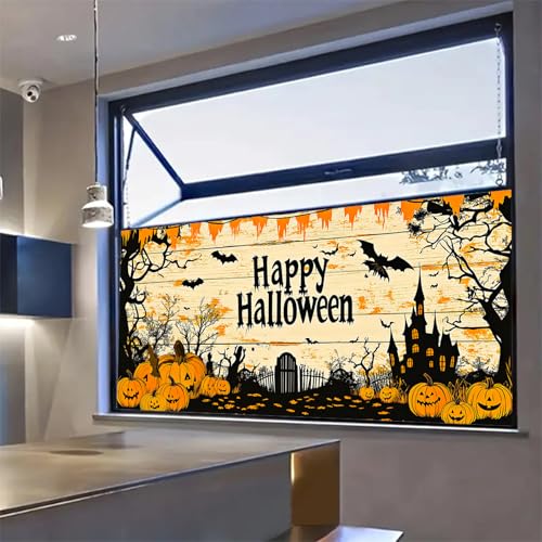 Vinilo decorativo Halloween Calabaza y Murciélago 39x17 in miniatura 7