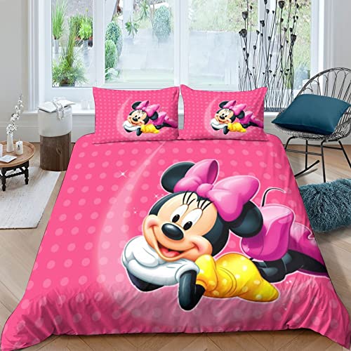 Juegos De Cama para Niños, Niñas Y Jóvenes De Mickey & Minnie Mickey Mouse, Funda Nórdica Moderna Decoración para Dormitorio, con 2 Fundas De Almohada Double（200x200cm）