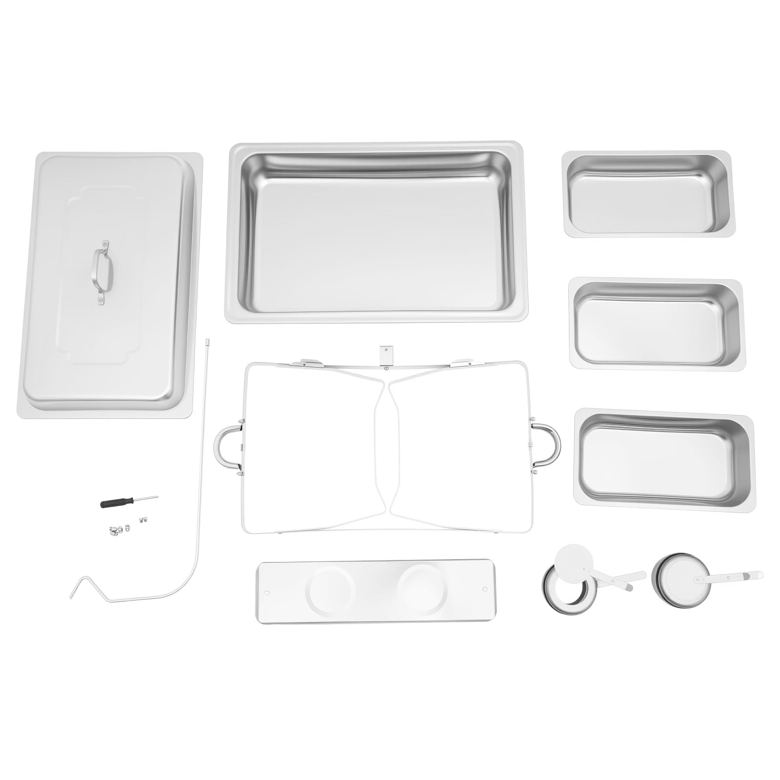 Serbatoio a 3 griglie in acciaio inox, 9 l, scalda buffet, per pasti, chafing dish, in acciaio inox, con coperchio per buffet, feste di famiglia, banchetti