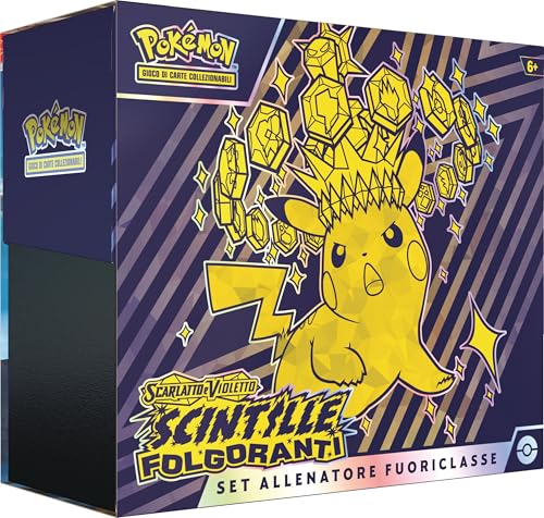 GCC Pokémon: set Allenatore Fuoriclasse dell’espansione Scarlatto e Violetto - Scintille Folgoranti (una carta promozionale a figura intera, nove buste di espansione e accessori premium)