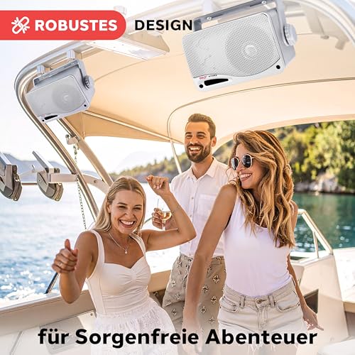 Pyle Marine Speaker, Outdoor Box – Outdoor 3 Wege Lautsprecher Boxen, Musikbox 200 Watt Wasserdicht, Mini Lautsprecher Passiv 13,3cm als Aufbaulautsprecher, für Sound mit hoher Qualität