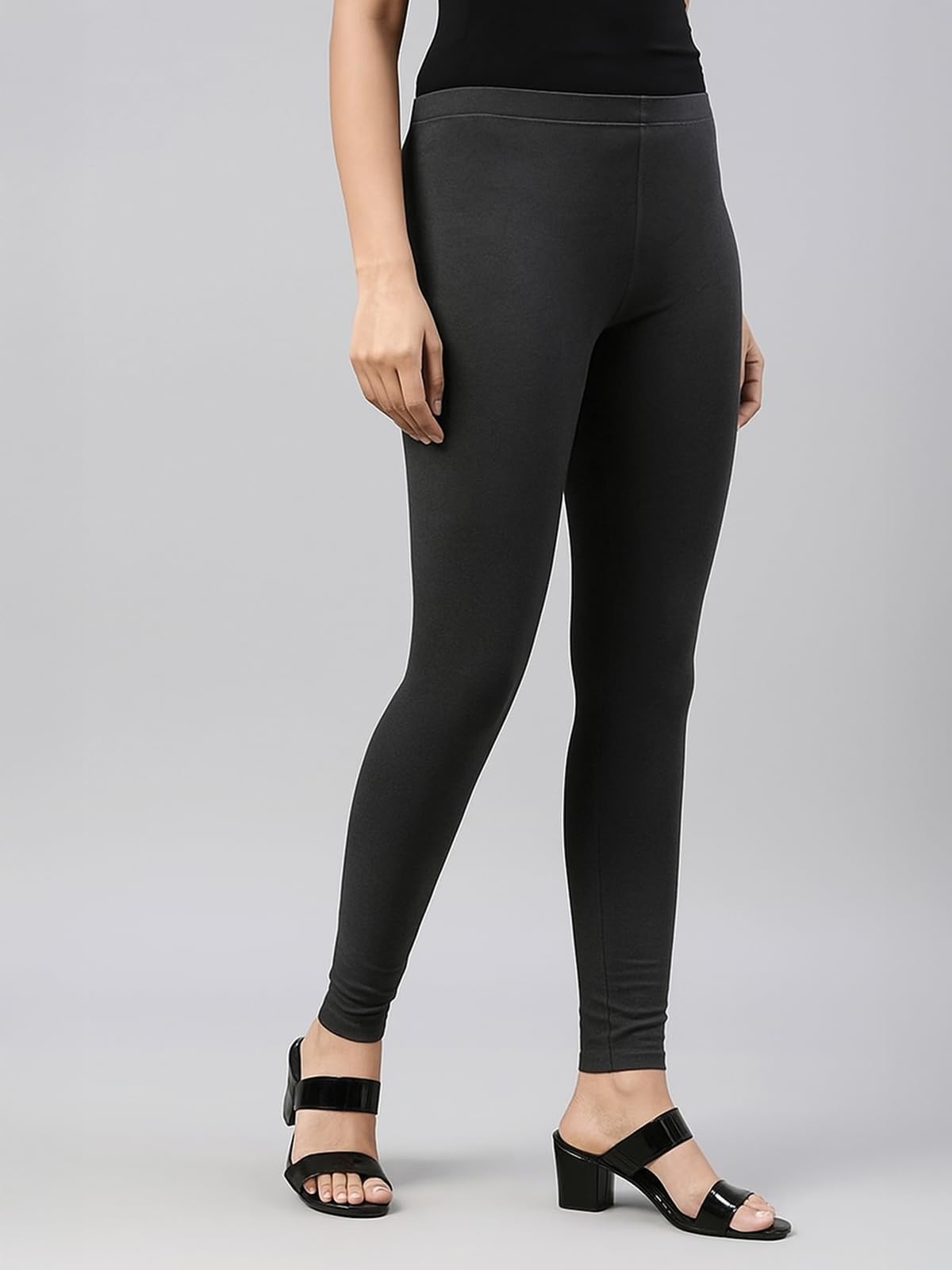 JUNEBERRY Leggings da donna in cotone e lycra (taglie S-2XL) (nero, beige, bianco, grigio, marrone, rosa e rosso vinaccia)