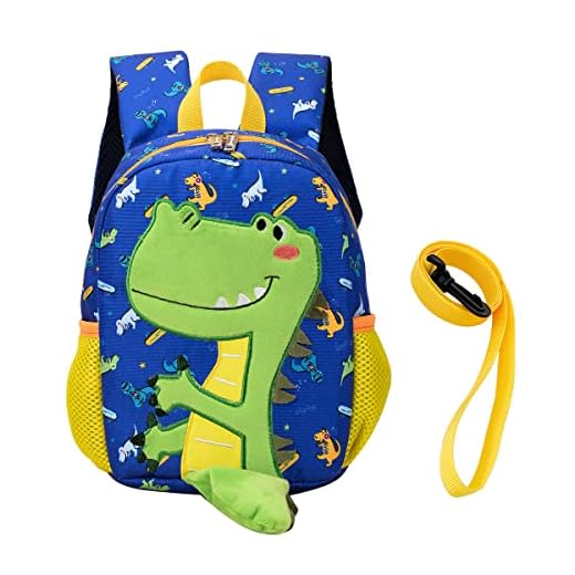 DD Mochila Guarderia Niños, Bonita Dinosaurio Mochila Preescolar, Práctica Mochila Escuela Infantil con Anti Perdió Correa (Azul para 3-5 Años)
