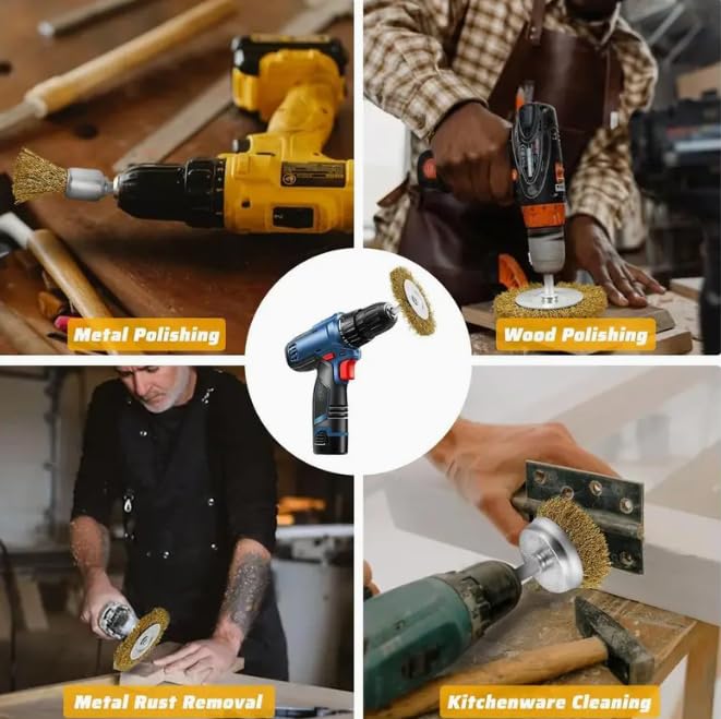 AEE® 6'lı Çelik Tel Çanak Fırça Seti Matkap Ucu Dairesel Pas Sökücü Temizleme Yağ Çapak Alma Parlatma Sıyırma Zımpara Ahşap Metal Çelik Kaynak Boya Çıkarıcı Kazıma Aparatı