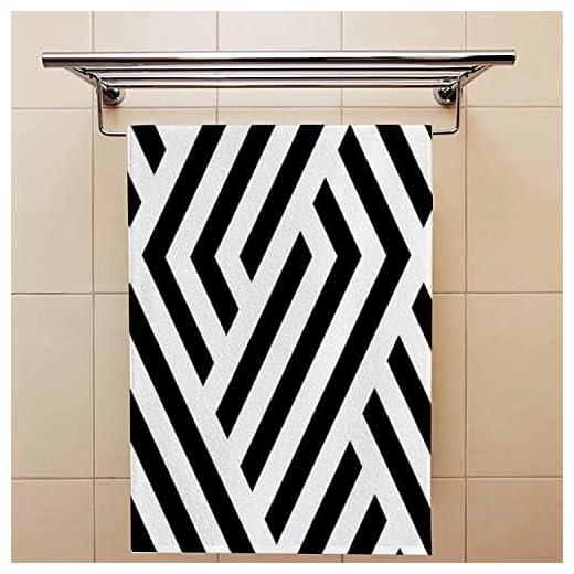 KTTYTT Hand Bath Towels Set of 2 Black White Striped Geometric Modern Comfortable Soft Polyester Microfiber Bath Towel for Home Hotel Bathroom 15 x 30 Inch