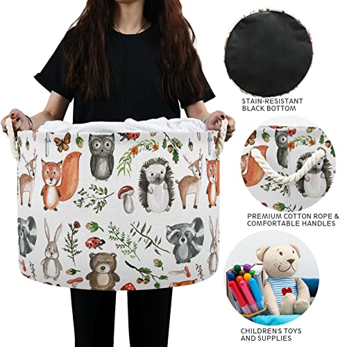 Image of senya Storage Bin Basket Large Foldable Clothes Bag Round Collapsible Fabric Laundry Hamper Folding Washing Bin Woodland