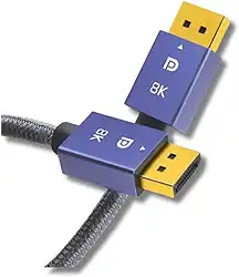 Cabo DisplayPort 1.4 8K 60Hz 1,5m – 4K 144Hz, Blindado, HDR, Ouro, FreeSync/G-Sync, 32.4Gbps