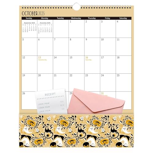 GuassLee Pocket Wall Calendar 2025, Monthly Wall Calendar with Pockets From Jun. 2025 to May. 2026, 12-Month Aesthetic Hanging Wall Planner for Office School Home Organizing, 11.5