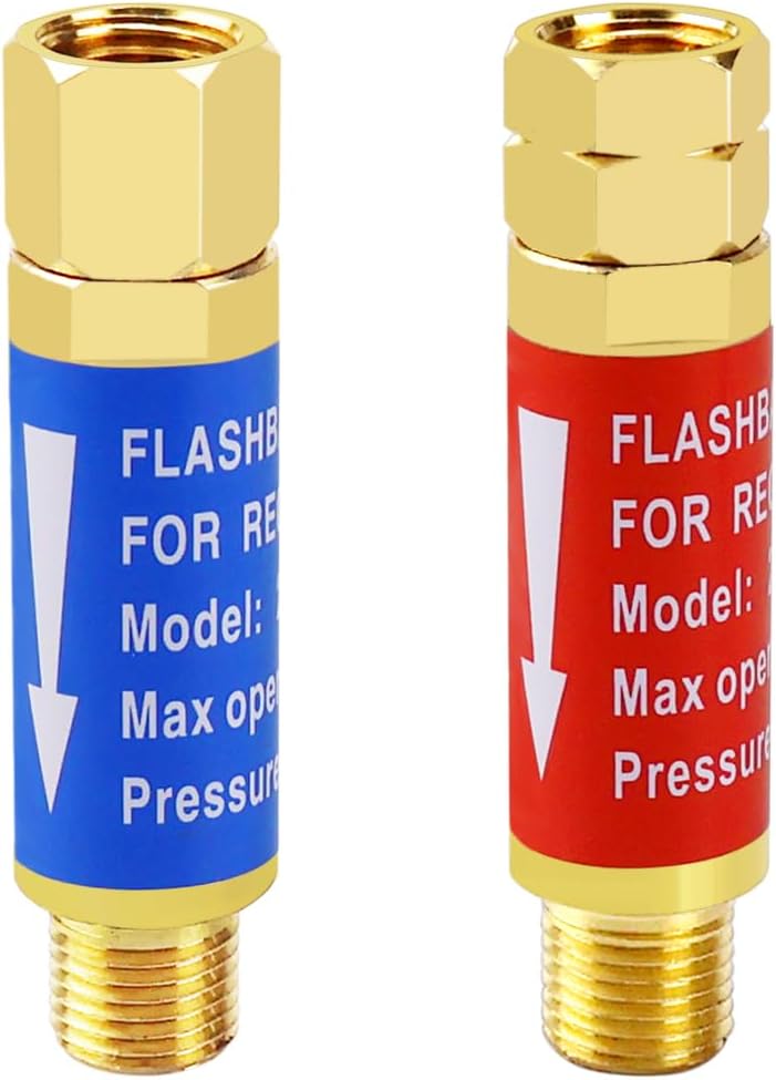 Oxygen Acetylene Flashback Arrestors Set Regulator End 9/16-18 Threads B Size