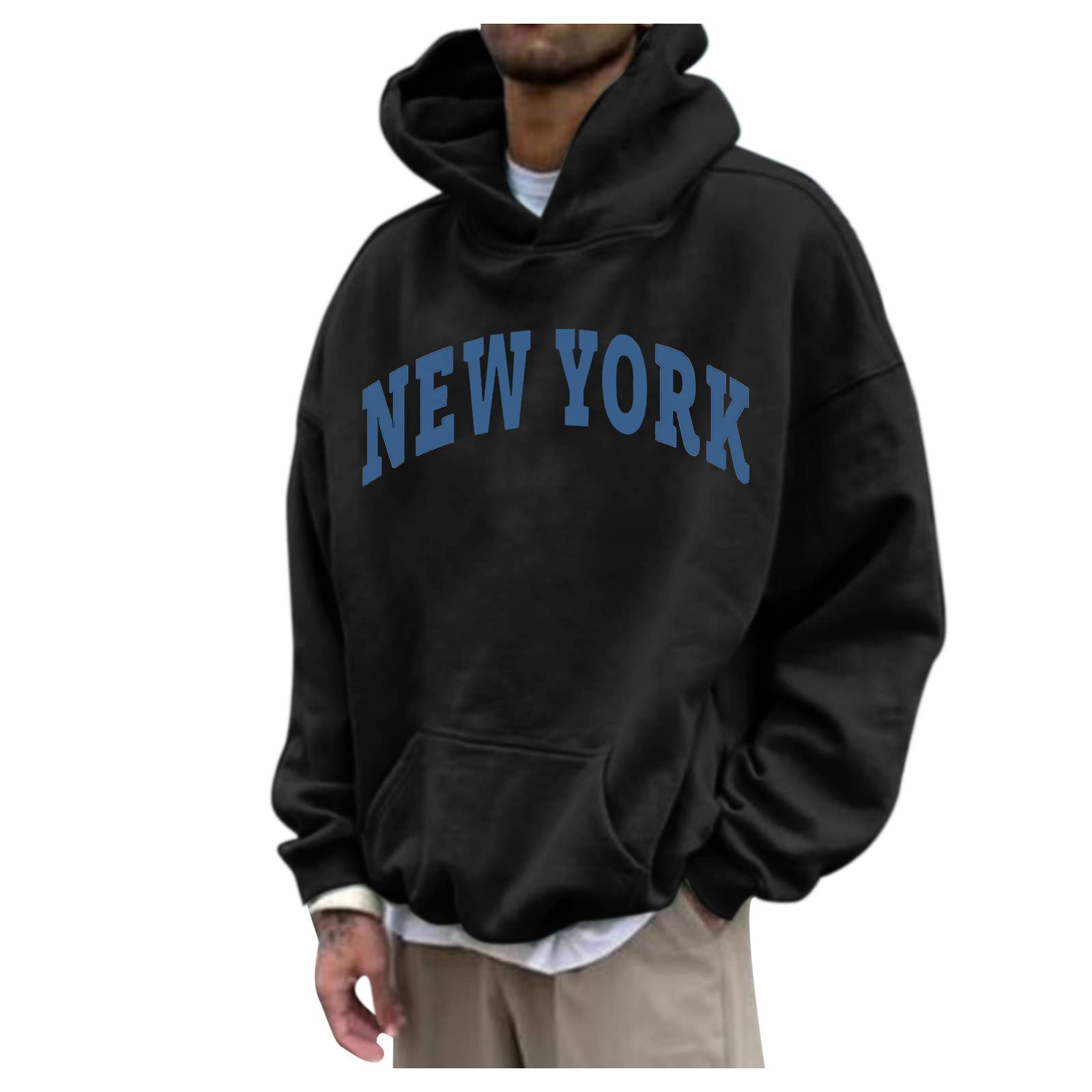 FZVYD Pullovers Men's Oversized Graphic Hoodies Pullover Long Sleeve Casual Drawstring Hooded Sweatshirt 2023 Trendy