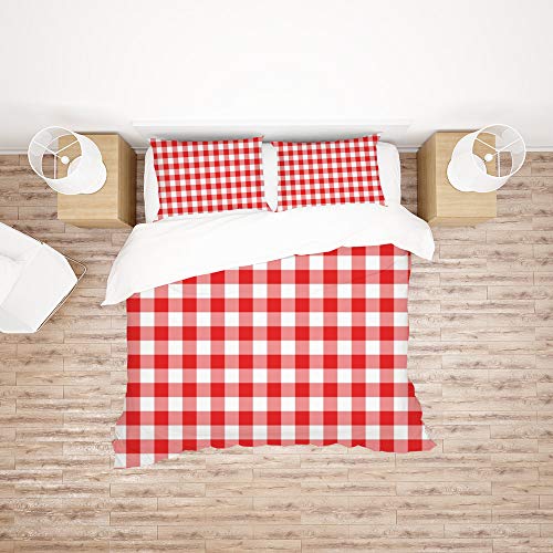 Housse de couette polyester durable anti-plis literie double carreaux - 3