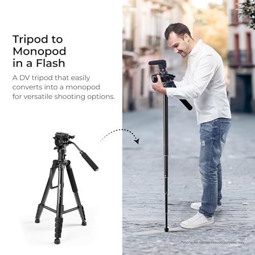Image of DIGITEK (DPTR 895VD) 195 CM Tripod Cum Monopod with Aluminum Alloy & Multipurpose Head, 3-Way Head, Lightweight 590MM Folded with Carry Bag, Max Load 5Kg, Ideal for DSLR, DV Camera's