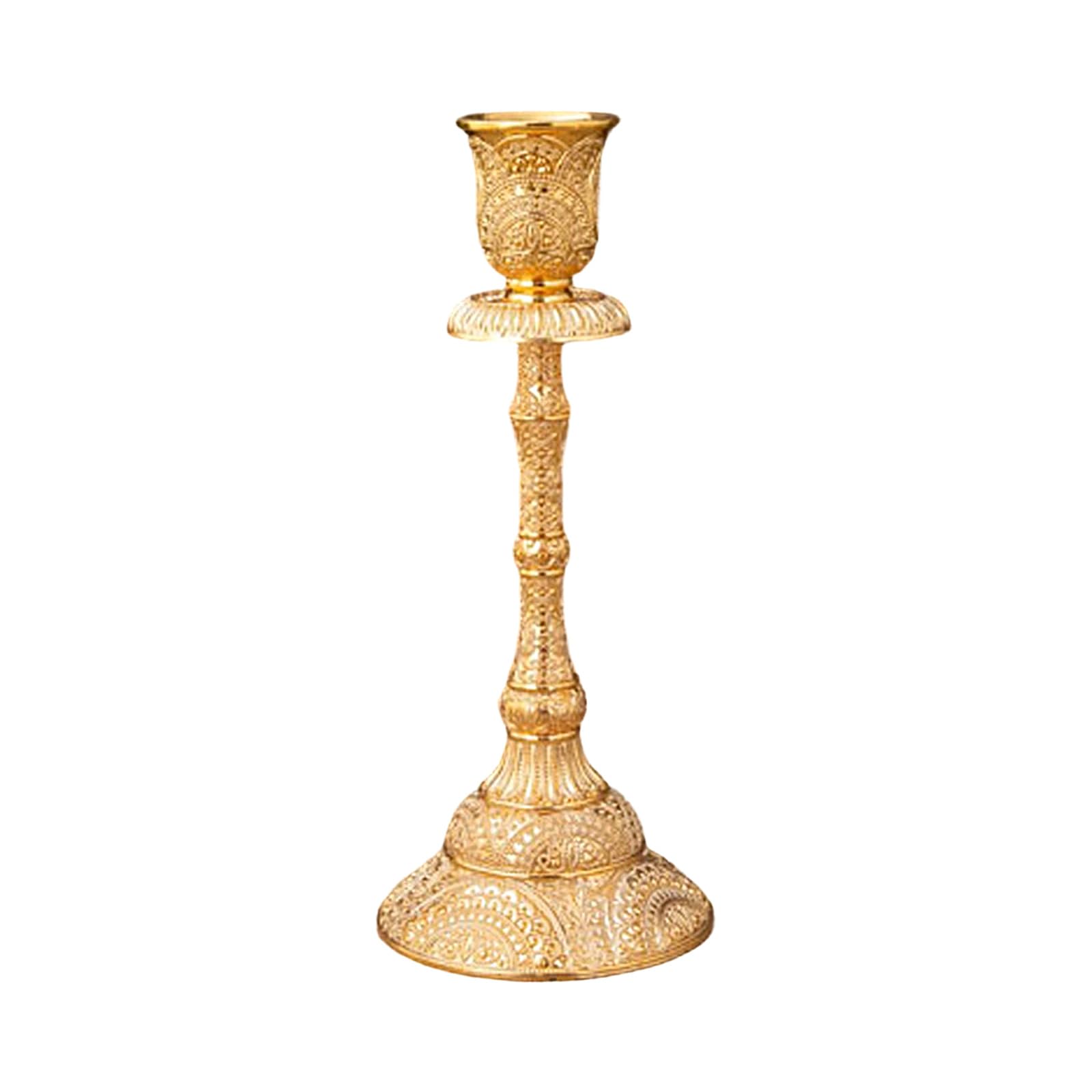 Romantics Single Candelabra with Detailed Engraved Pattern Elegant Metal Taper Candlestick Holders European Taper Stand