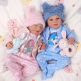 BABESIDE Lifelike Reborn Baby Dolls Twins, 20-Inch Sweet Smile Realistic-Newborn Real Life Baby Boy Girl Dolls Soft Body Baby Dolls with Clothes and Toy Gift for Kids Age 3+